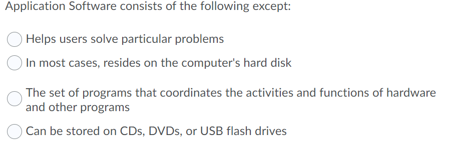 Solved Application Software consists of the following | Chegg.com