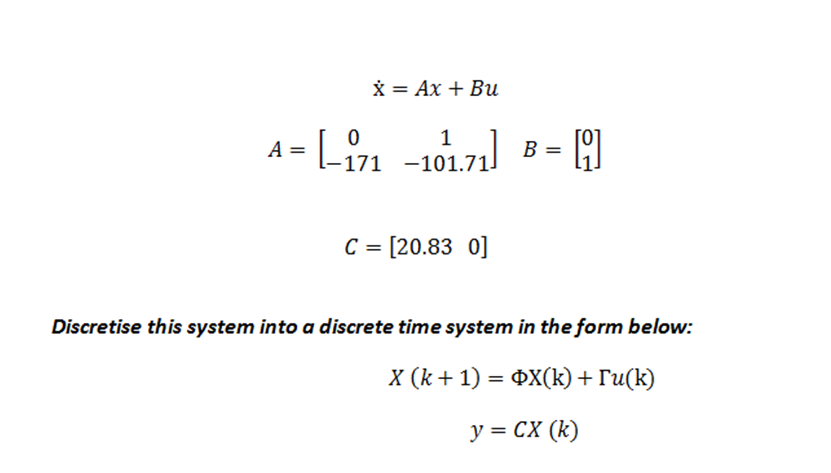 Solved Given the attached state space system | Chegg.com