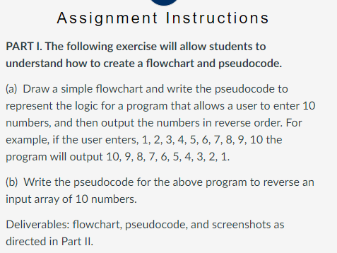 Solved PART I. The following exercise will allow students to | Chegg.com