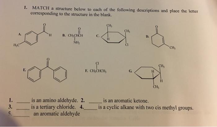 Solved 1. MATCH a structure below to each of the following | Chegg.com