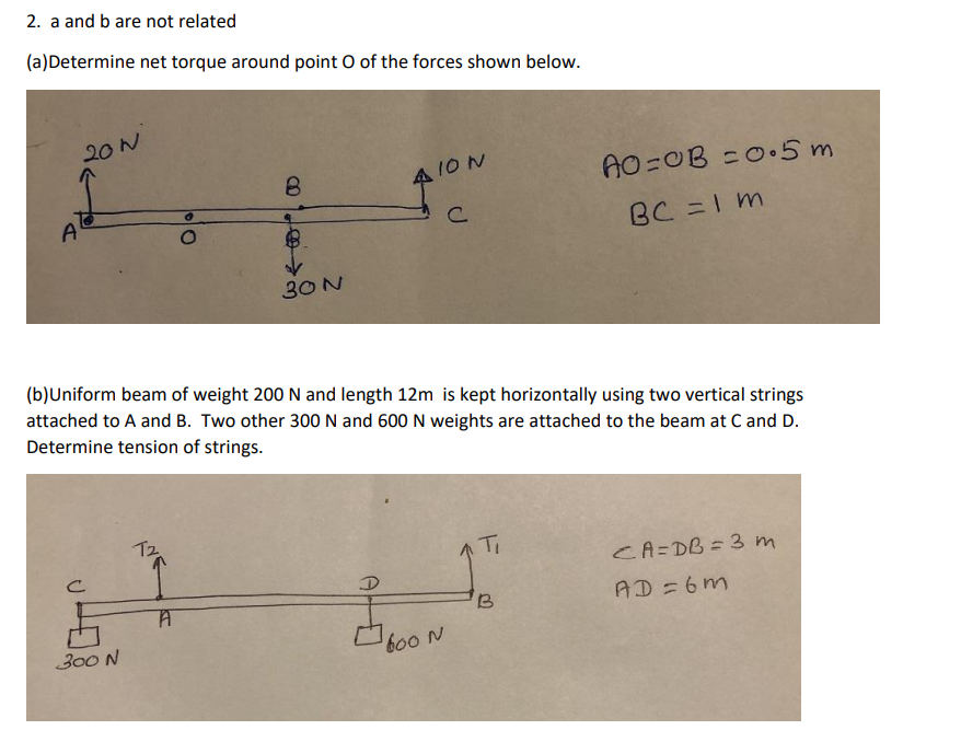 Solved 2. a and b are not related (a)Determine net torque | Chegg.com