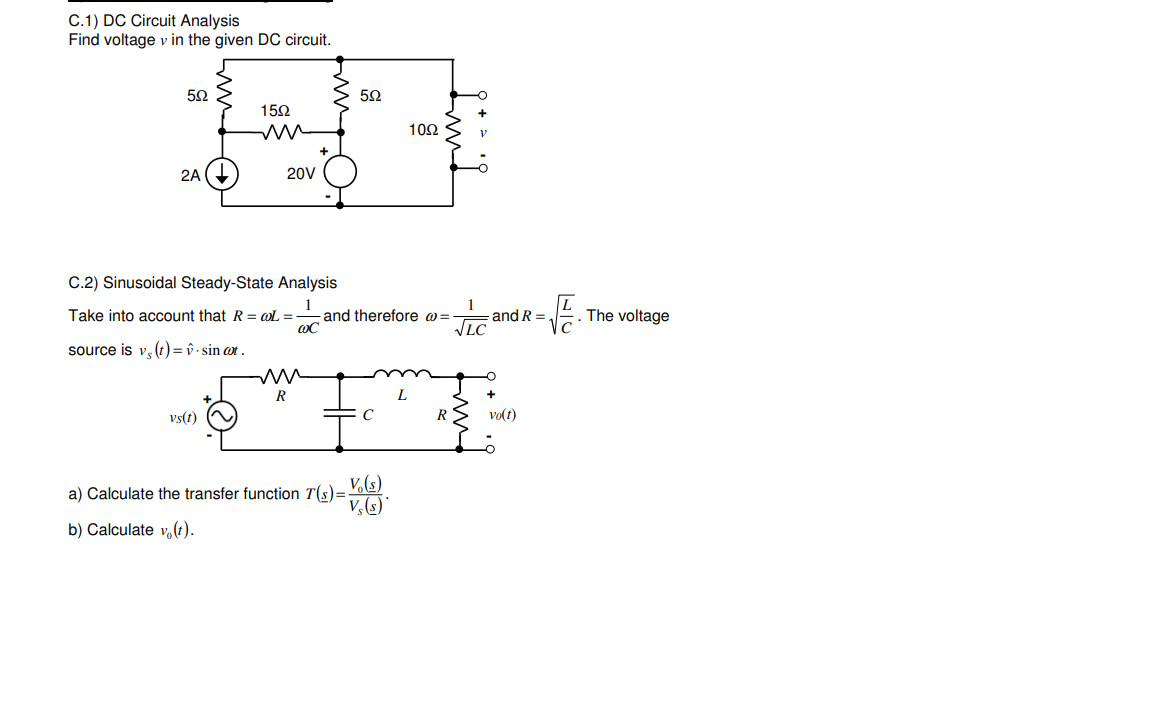 Solved C 1 Dc Circuit Analysis Find Voltage V In The Giv Chegg Com