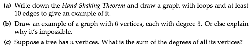 Solved (a) Write down the Hand Shaking Theorem and draw a | Chegg.com