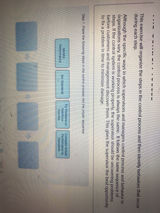 Solved This exercise will organize the steps in the control | Chegg.com