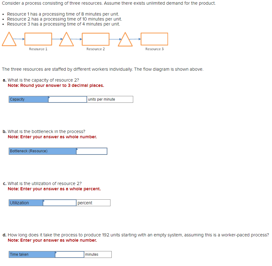 Solved Consider a process consisting of three resources. | Chegg.com
