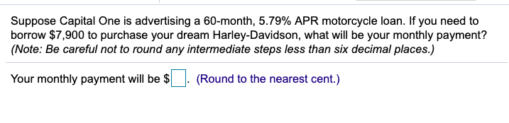 Capital One Motorcycle Loans >> Suppose Capital One Is Advertising A 60 Month 5 7 Capital One Motorcycle Loans >> Suppose Capital One Is Advertising A 60 Month 5 7