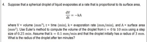Solved 4. Suppose that a spherical droplet of liquid | Chegg.com