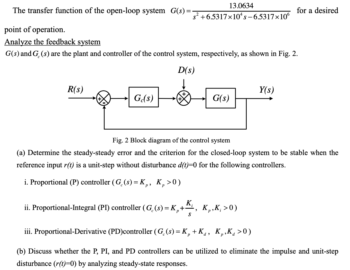 Solved The transfer function of the open-loop system | Chegg.com