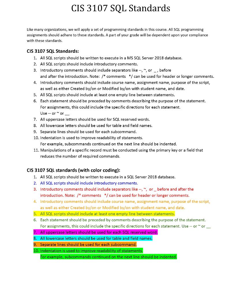 Solved I need help in making the SQL for numbers through 1 | Chegg.com