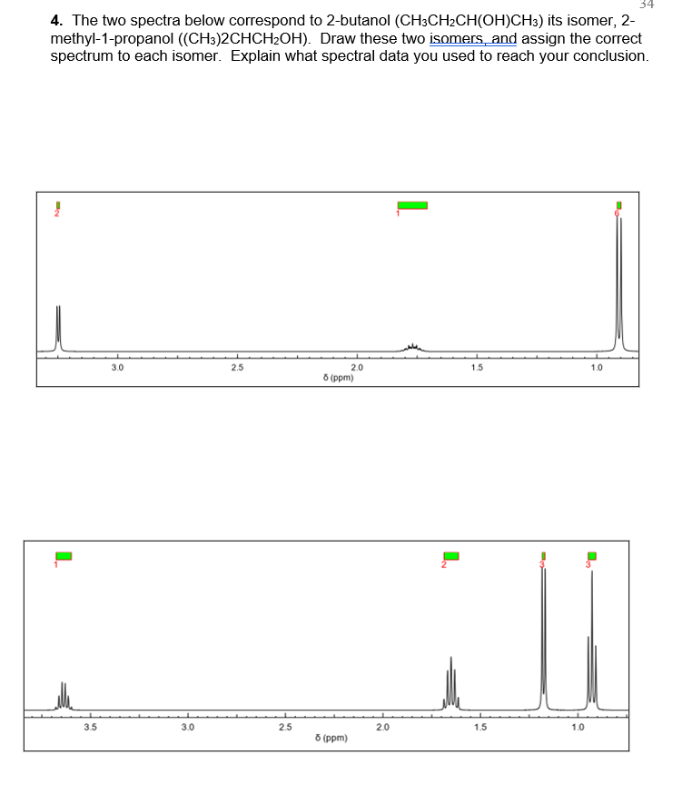 Solved 4 The Two Spectra Below Correspond To 2 Butanol 7594