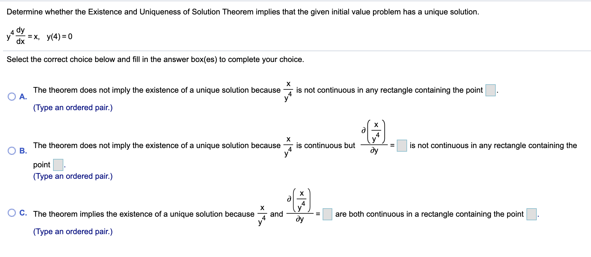 Solved Determine Whether The Existence And Uniqueness Of | Chegg.com