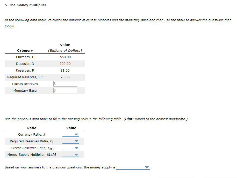 5-the-money-multiplier-in-the-following-data-table-chegg