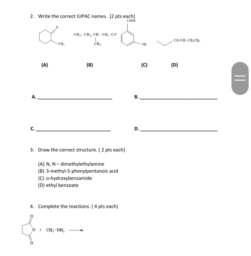 Solved 1. Identify the structures for compounds A, B, C, D, | Chegg.com