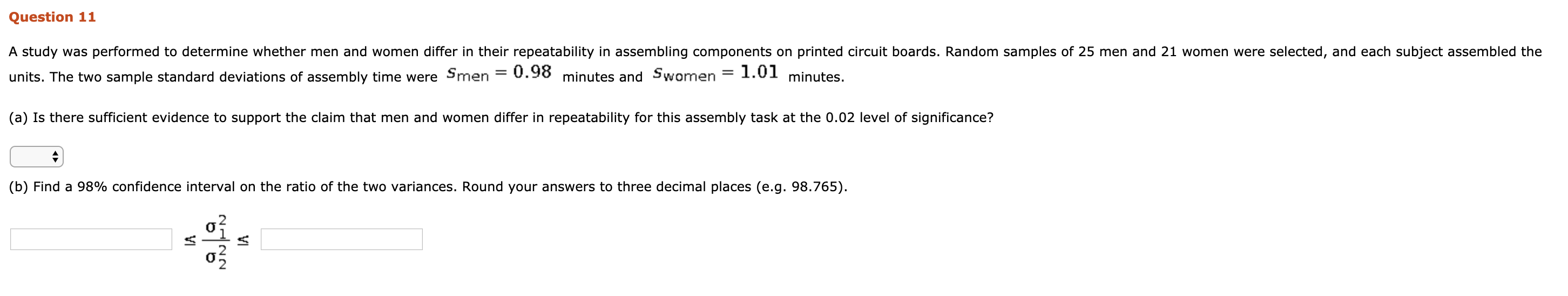 Solved Question 11 A study was performed to determine | Chegg.com