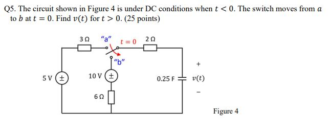 Solved Q5. The circuit shown in Figure 4 is under DC | Chegg.com