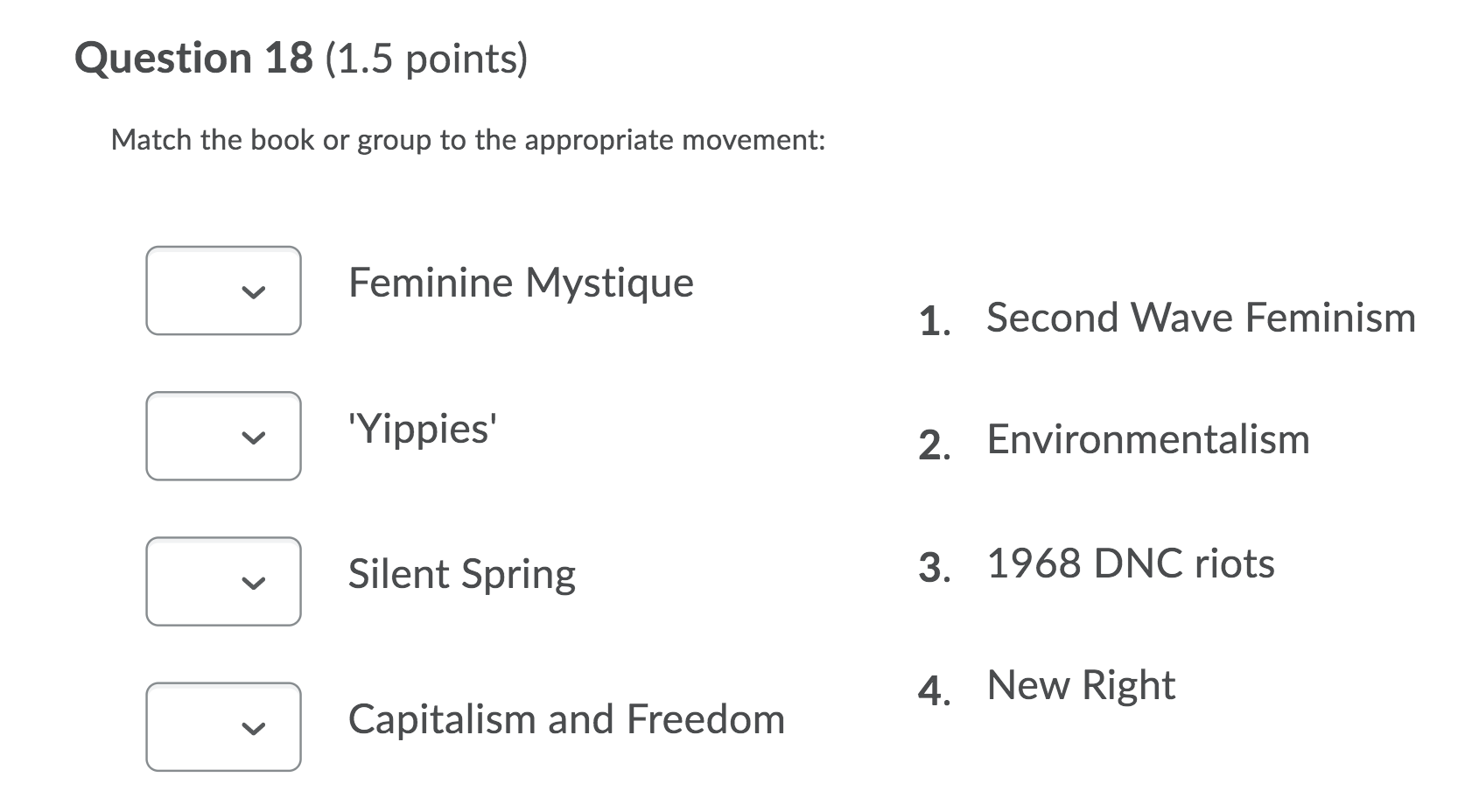 Solved Question 18 (1.5 points) Match the book or group to | Chegg.com
