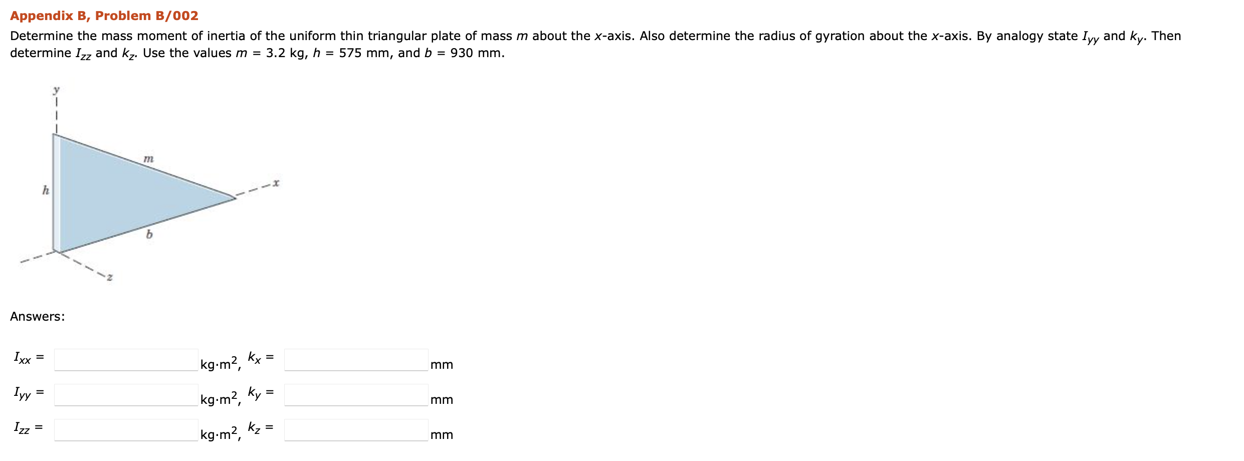Solved Appendix B, Problem B/002 Determine the mass moment | Chegg.com