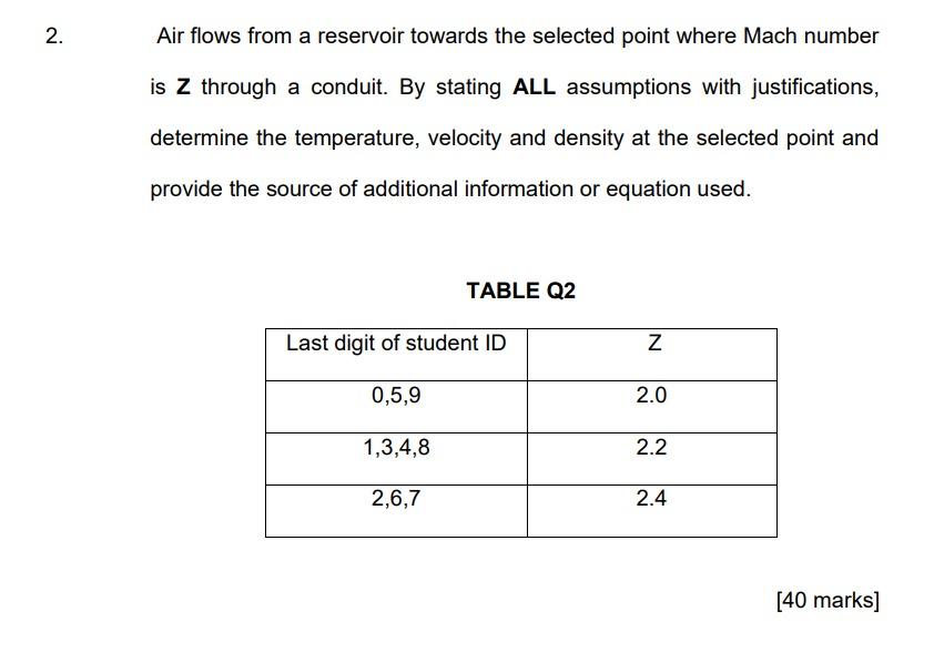 Solved 2. Air Flows From A Reservoir Towards The Selected | Chegg.com