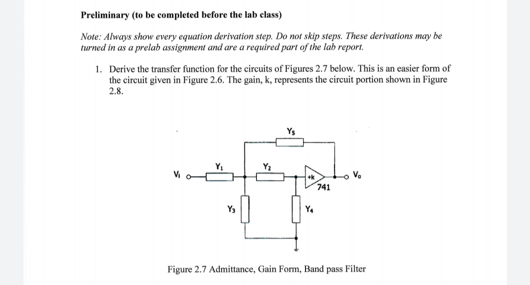 Solved Preliminary to be completed before the lab class) | Chegg.com