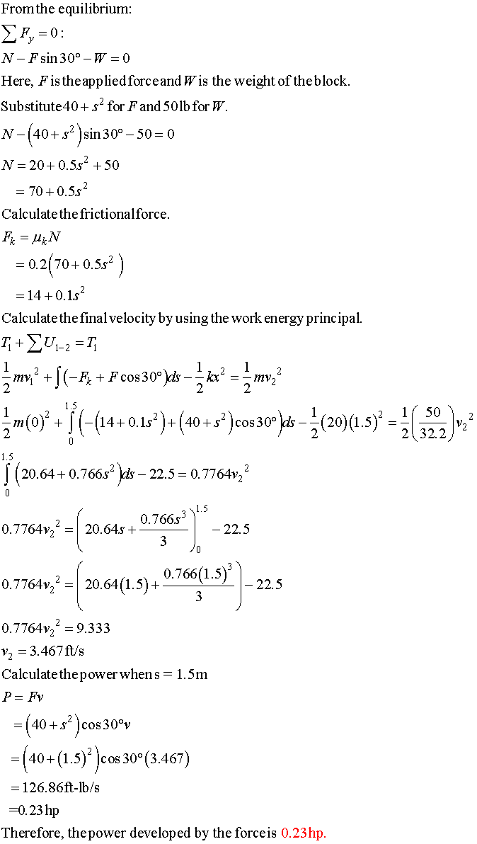 (Solved) - The 50-lb block rests on the rough surface for which the ...