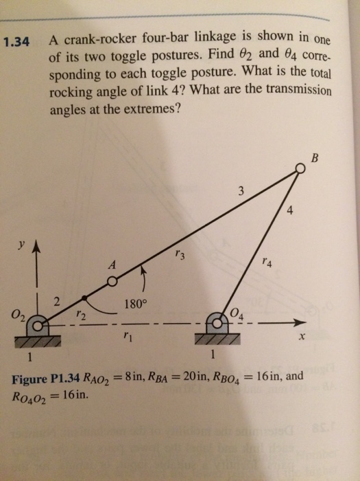Solved A Crank-rocker Four-bar Linkage Is Shown In One Of | Chegg.com