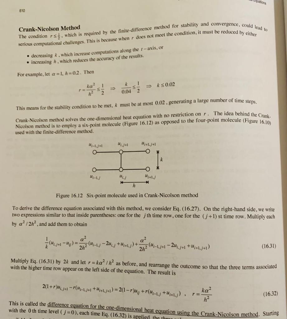 Solved Crank Nicolson Method. Example Is Given For Reference | Chegg.com