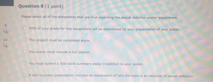 Solved Question 9 (1 point) Please select all of the | Chegg.com