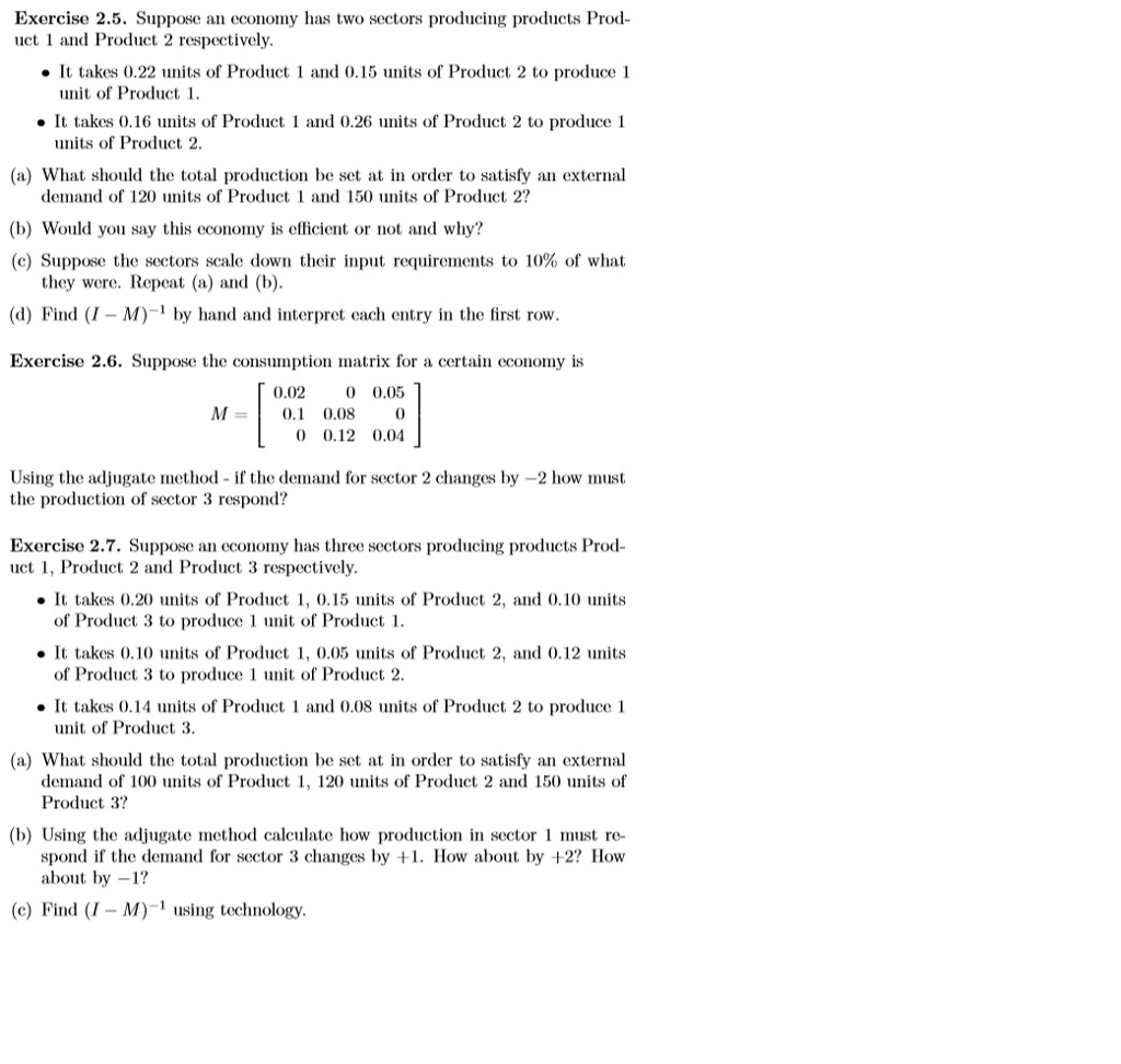 Solved Exercise 2.5. Suppose an economy has two sectors | Chegg.com
