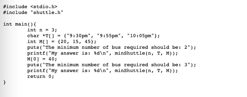 Shuttle Bus Problem Problem Description: UIC is going | Chegg.com