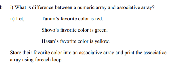 Solved b. i) What is difference between a numeric array and | Chegg.com