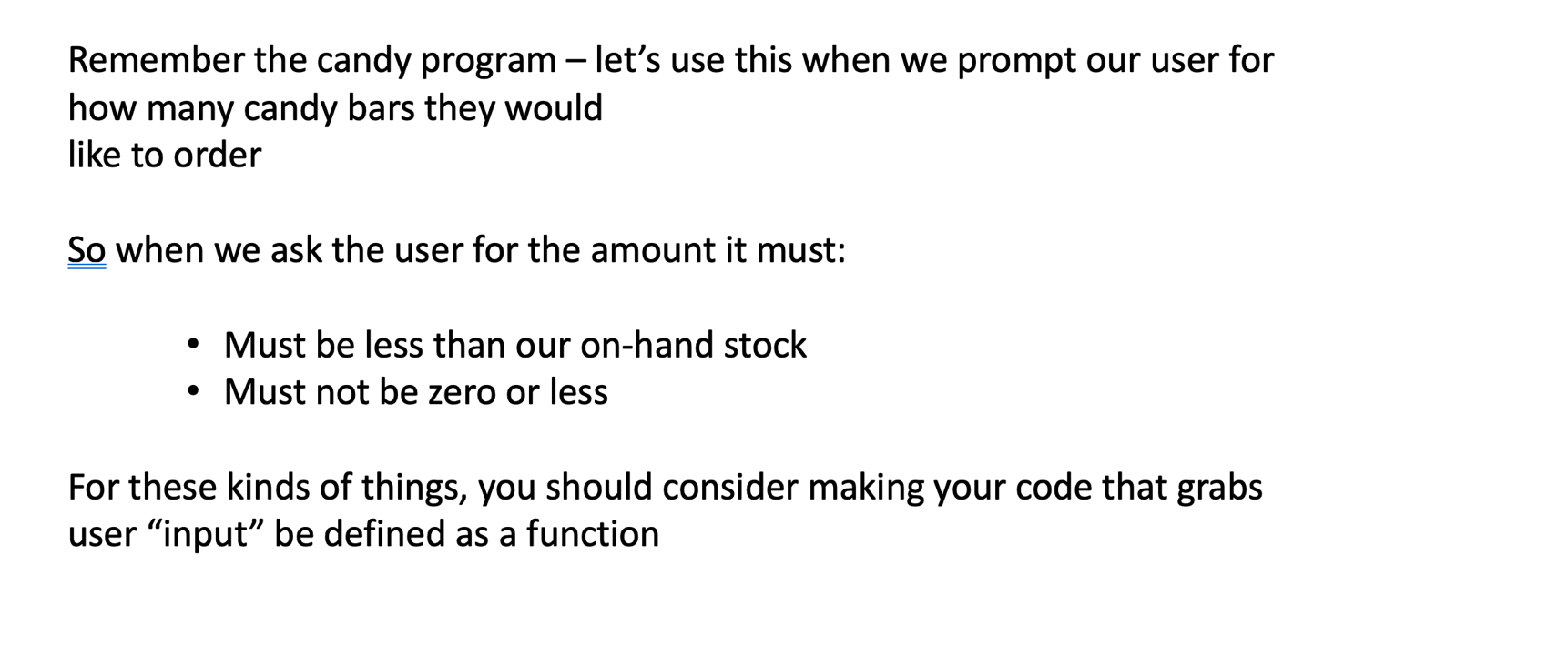 Solved - Remember the candy program – let's use this when we | Chegg.com