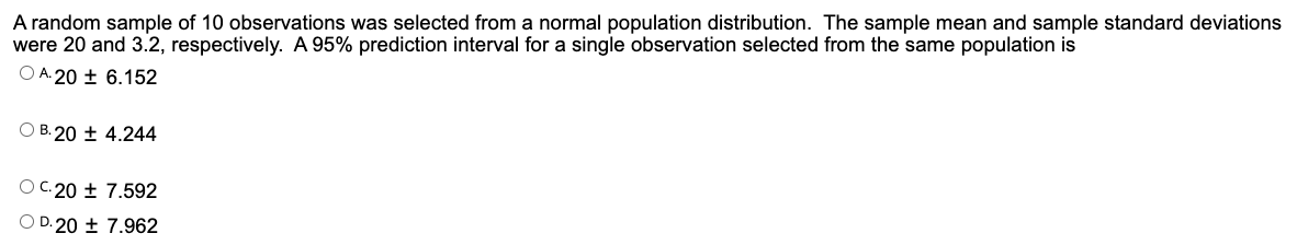 Solved A Random Sample Of 10 ﻿observations Was Selected From | Chegg.com