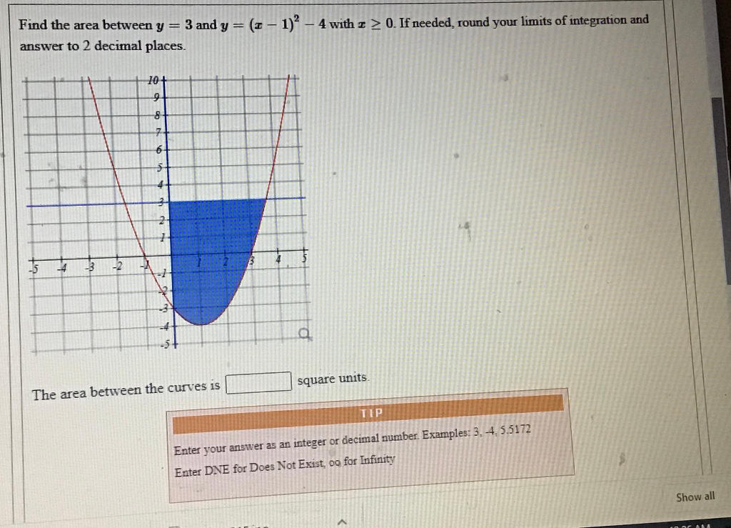 Solved Find The Area Between Y 3 And Y x 1 2 4 X 0 Chegg
