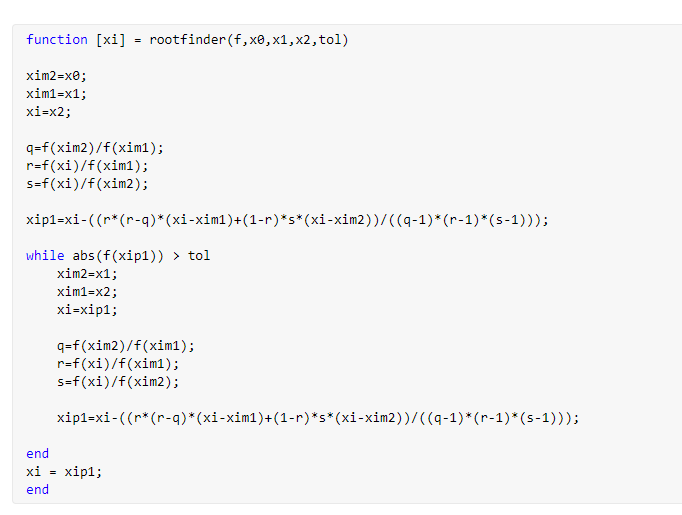 Solved 3 Inverse Quadratic Interpolation Write a MATLAB | Chegg.com