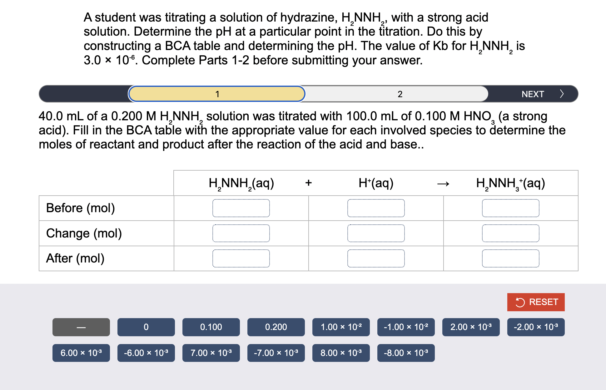 Solved A student was titrating a solution of hydrazine, | Chegg.com