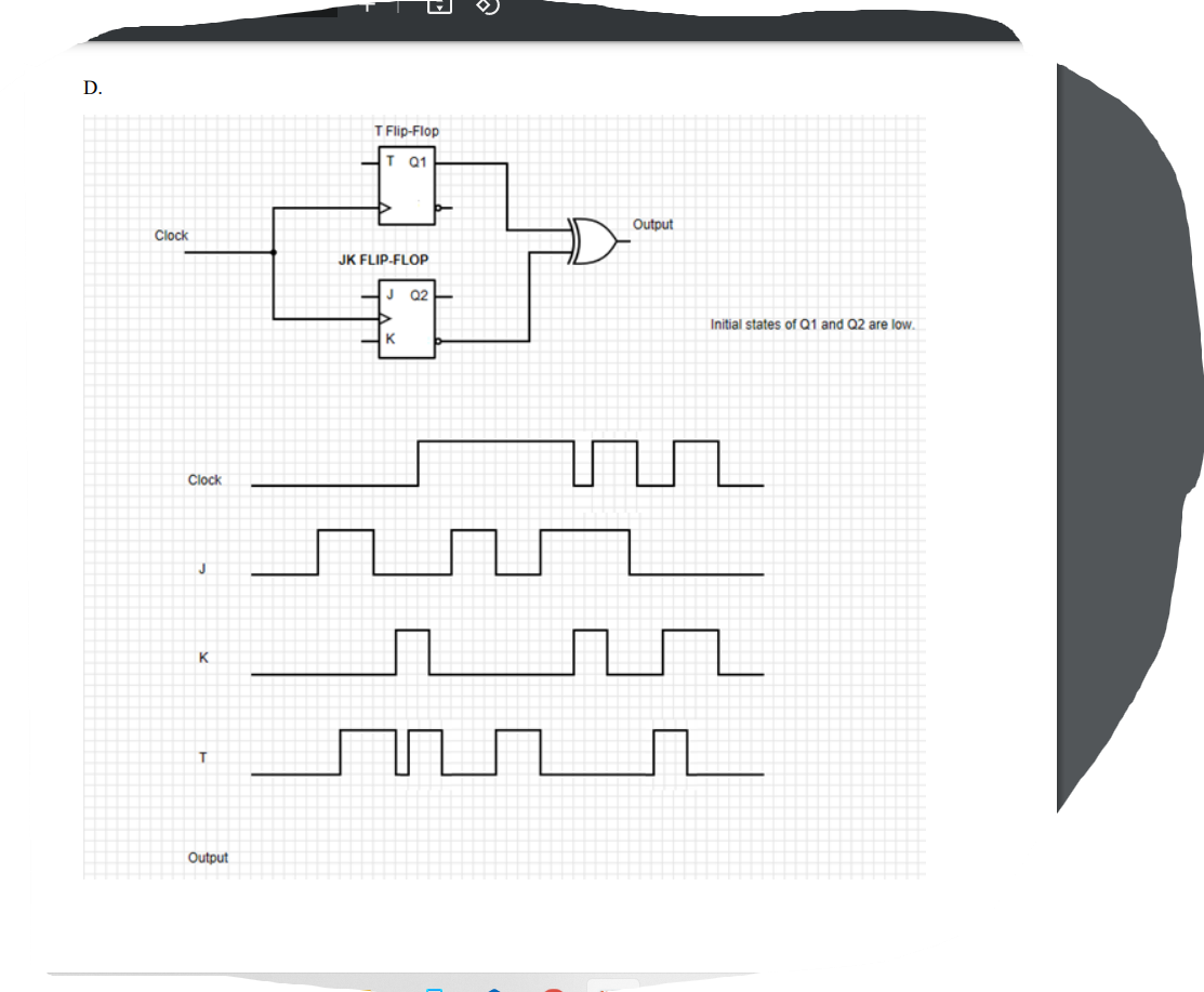 Solved E D. T FlipFlop TQ1 Output Clock JK FLIPFLOP Q2