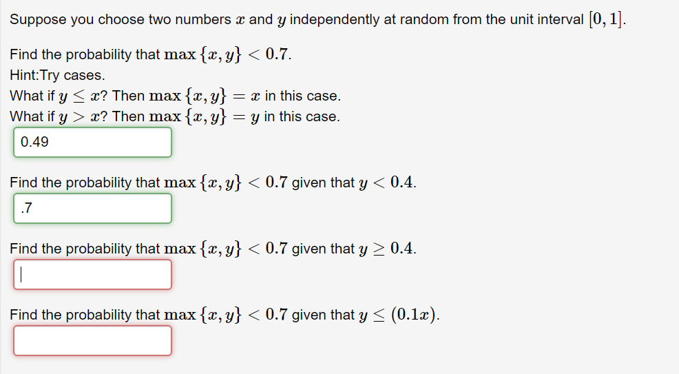 Random In Unit Interval Solved Suppose you choose two numbers z and y independently | Chegg.com