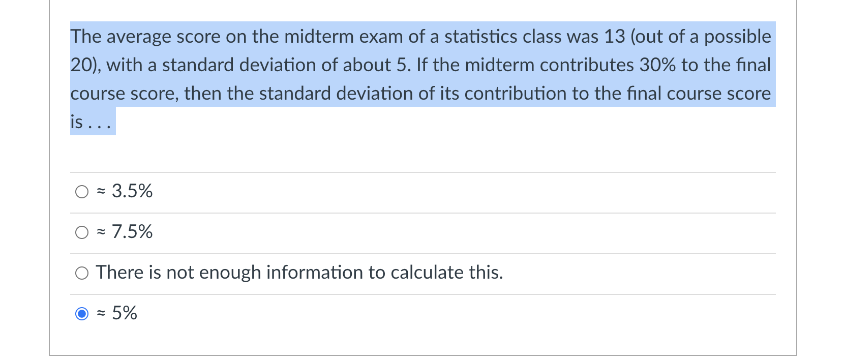 Solved The average score on the midterm exam of a statistics | Chegg.com