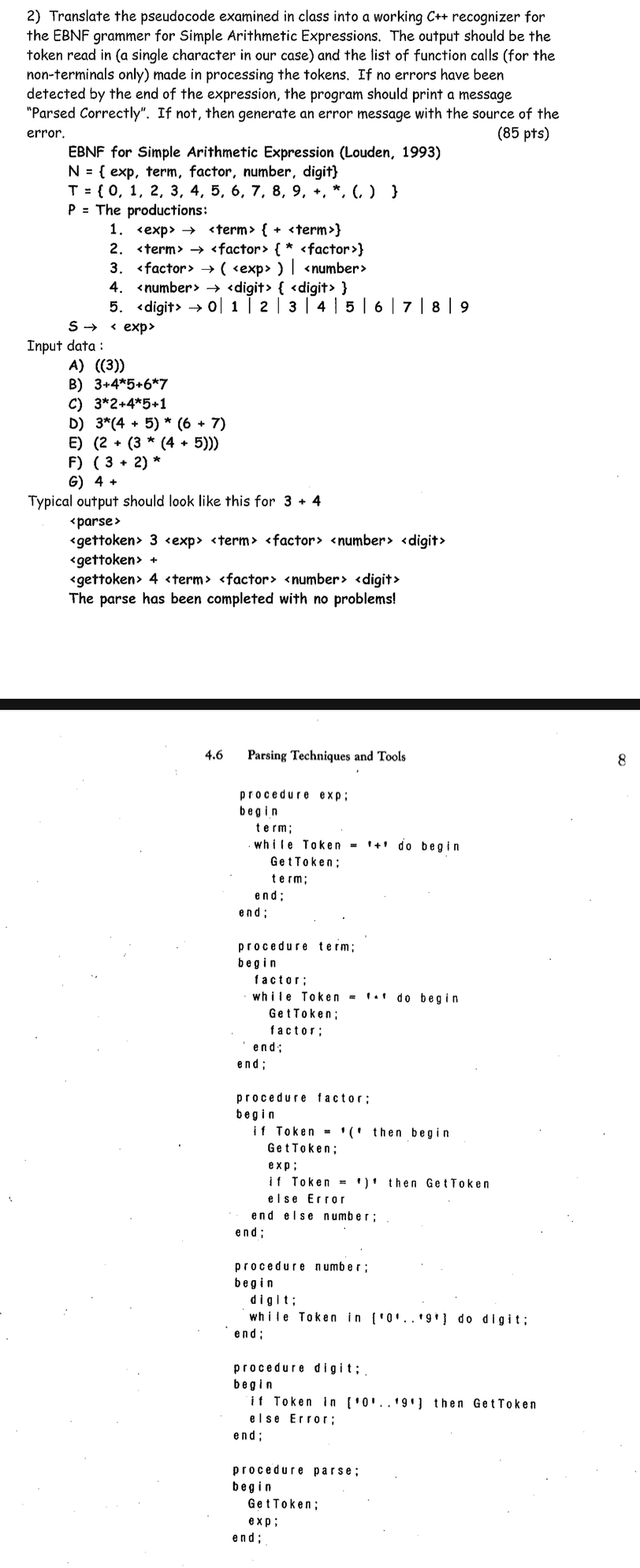 2) Translate the pseudocode examined in class into a | Chegg.com