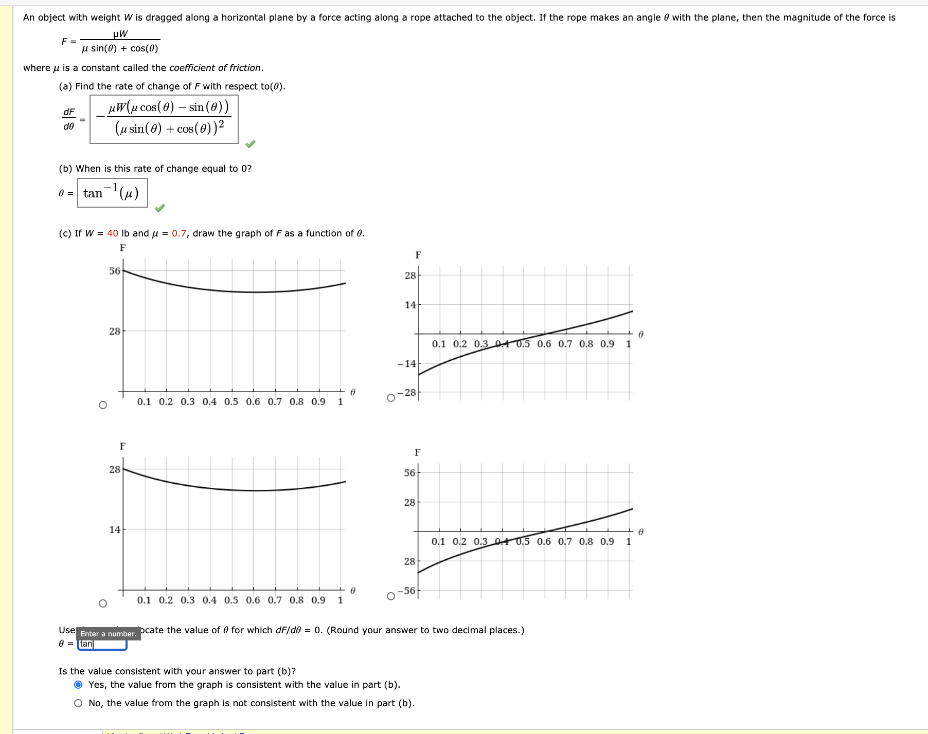 Solved An Object With Weight W Is Dragged Along A Horizon Chegg Com