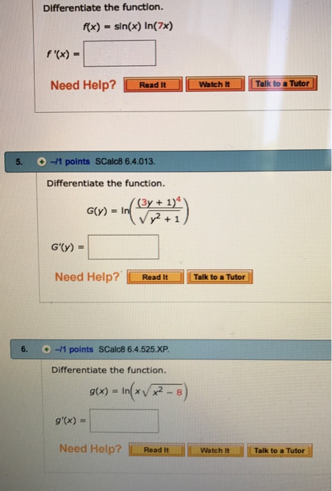 Solved Differentiate The Function F X Sin X Ln 7x