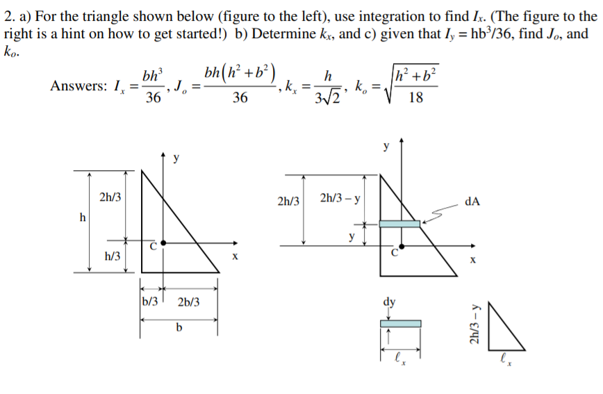 Solved 2. a) For the triangle shown below (figure to the | Chegg.com