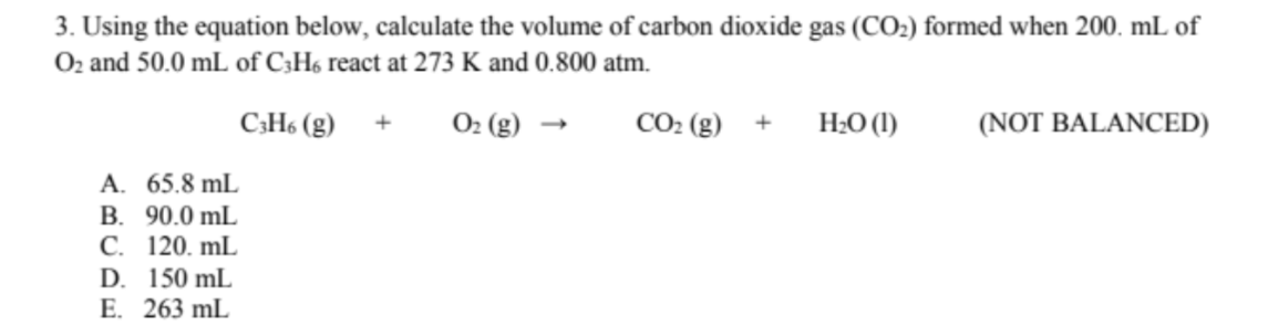 Solved 3. Using The Equation Below, Calculate The Volume Of | Chegg.com