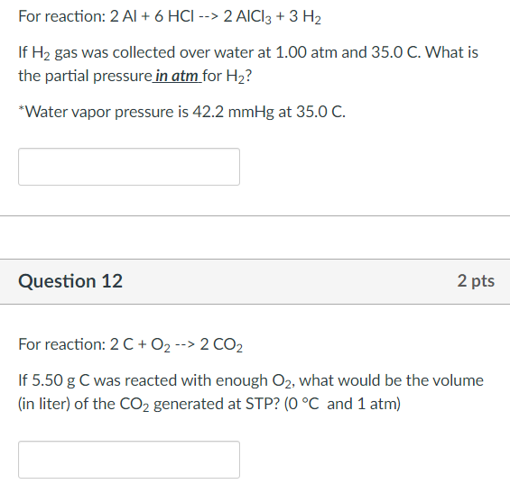 Solved For reaction: 2 Al + 6 HCl --> 2 AlCl3 + 3 H2 If H2 | Chegg.com