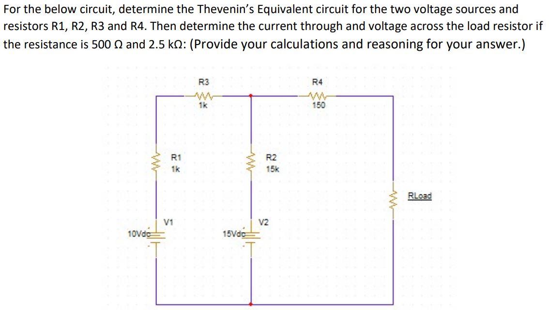 Solved For the below circuit, determine the Thevenin's