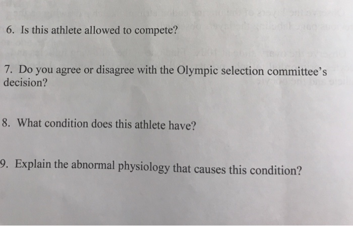 6. Is this athlete allowed to compete? 7. Do you | Chegg.com