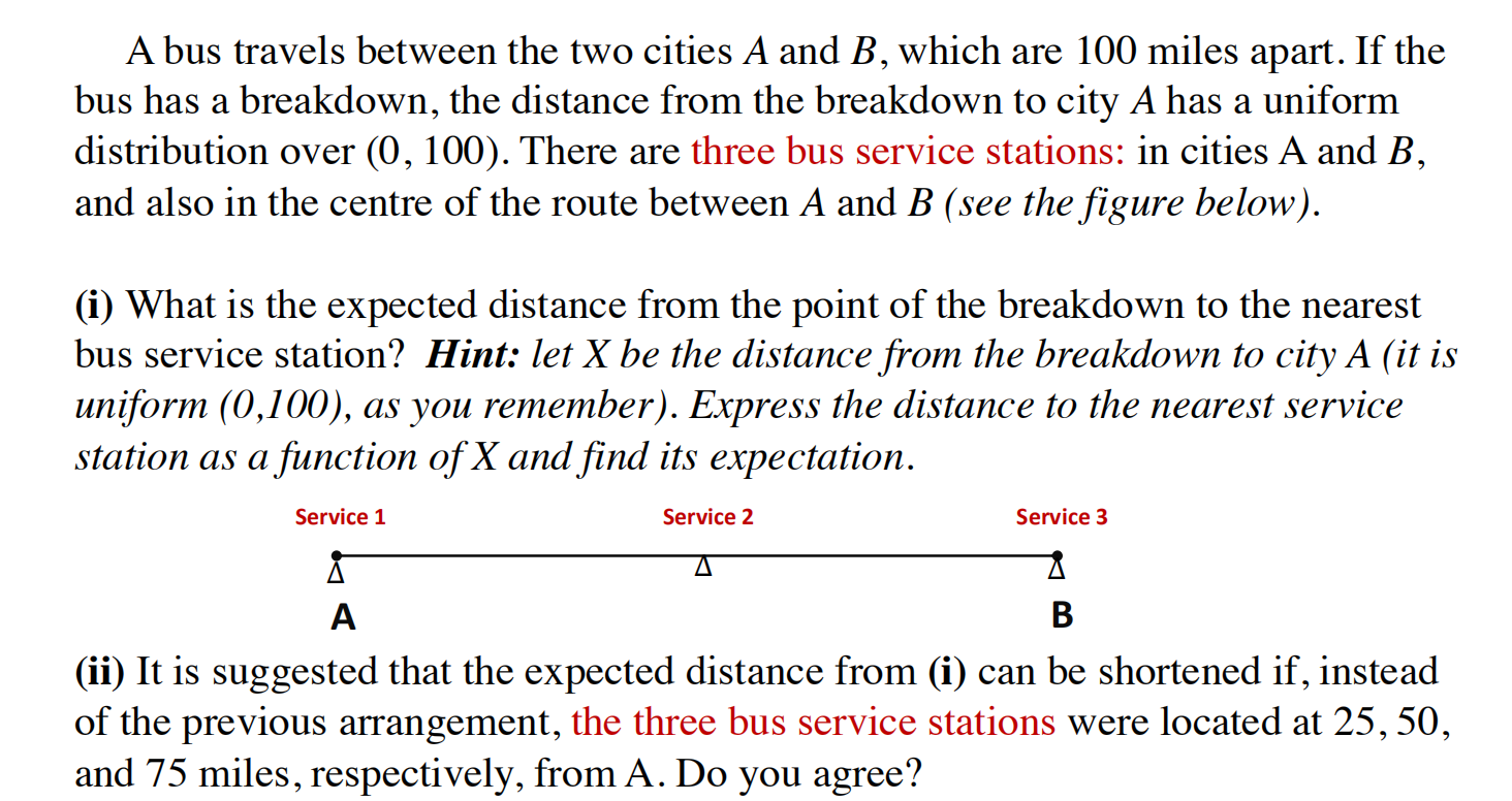 Solved A Bus Travels Between The Two Cities A And B, Which | Chegg.com