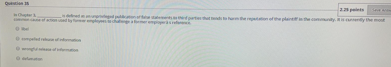 Solved Question 35 2.25 points Save Answ In Chapter 3, is | Chegg.com