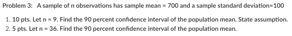 Solved Problem 3: A sample of n observations has sample mean | Chegg.com