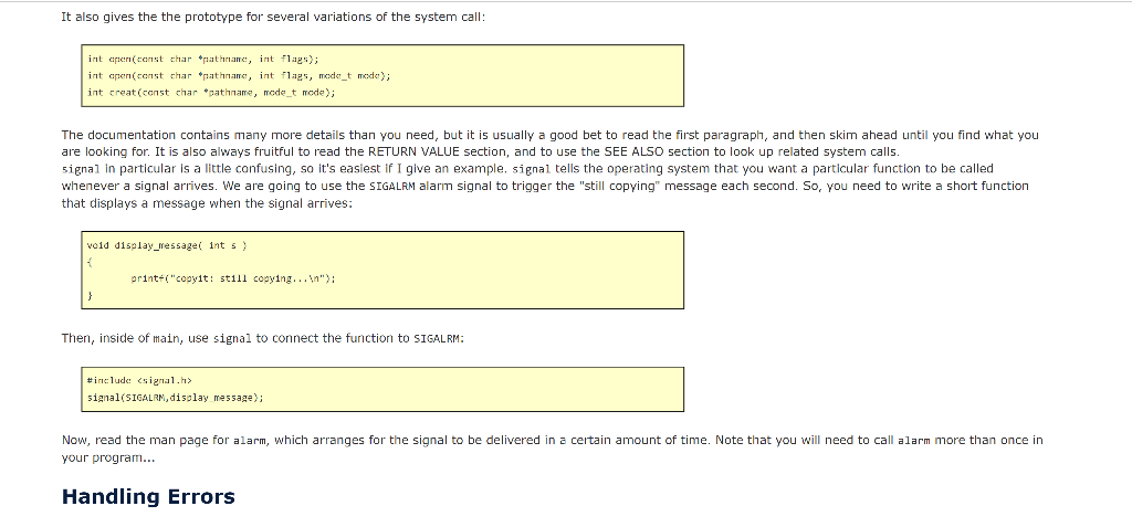 Solved Project I: System Calls and Error Handling This | Chegg.com